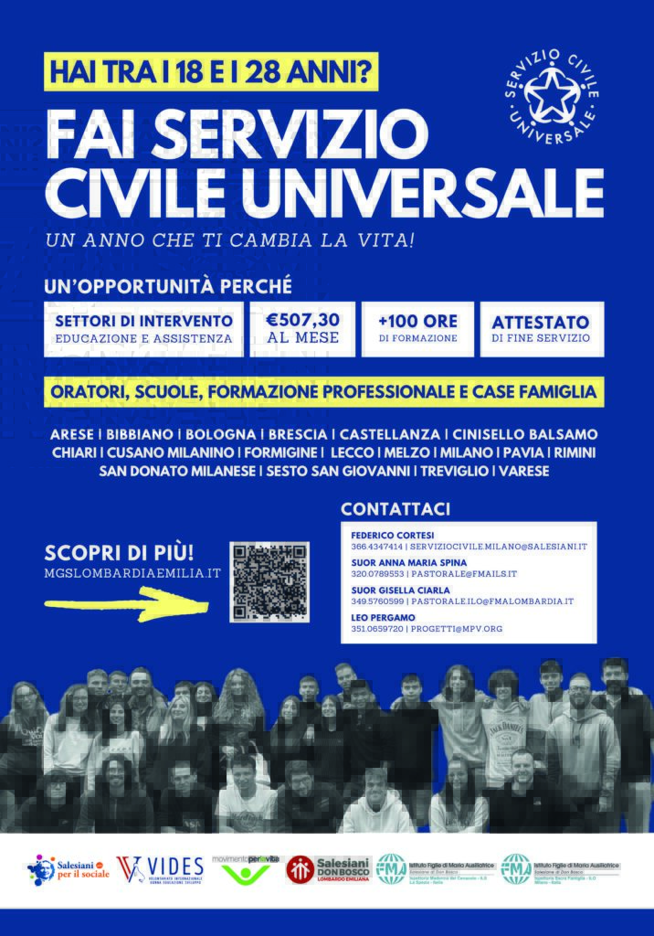 APERTURA BANDO SERVIZIO CIVILE 20242025 Salesiani Don Bosco Treviglio
